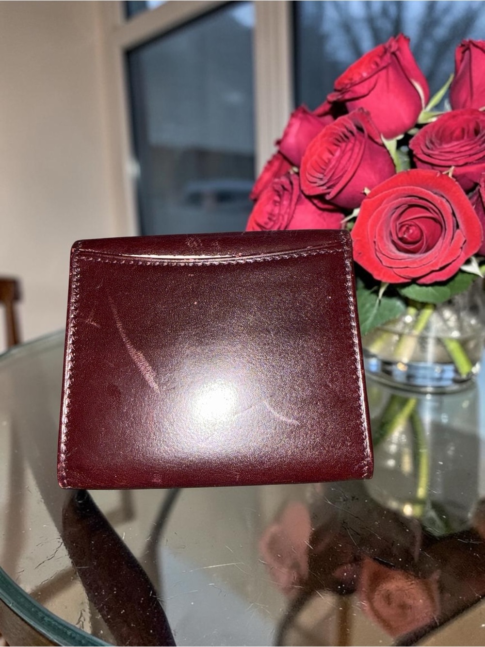 Vintage Salvatore Ferragamo Gancini Leather Compact Wallet Bordeaux Red - Picture 4 of 10